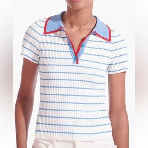 Staud- blue and white striped collard top! (Medium)